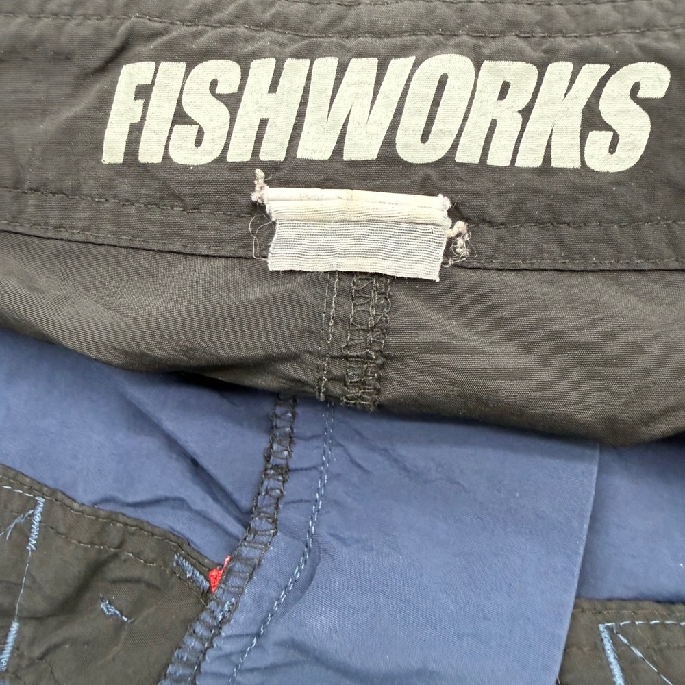 Fishworks Board Shorts Men 40 Navy Blue Black Global Fishing Tech Cargo Utility View 3